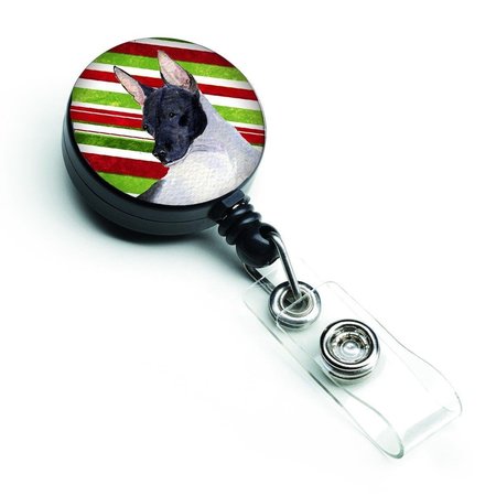TEACHERS AID Rat Terrier Candy Cane Holiday Christmas Retractable Badge Reel TE229503